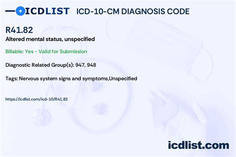 ams dx code|R41.82 Altered mental status, unspecified...